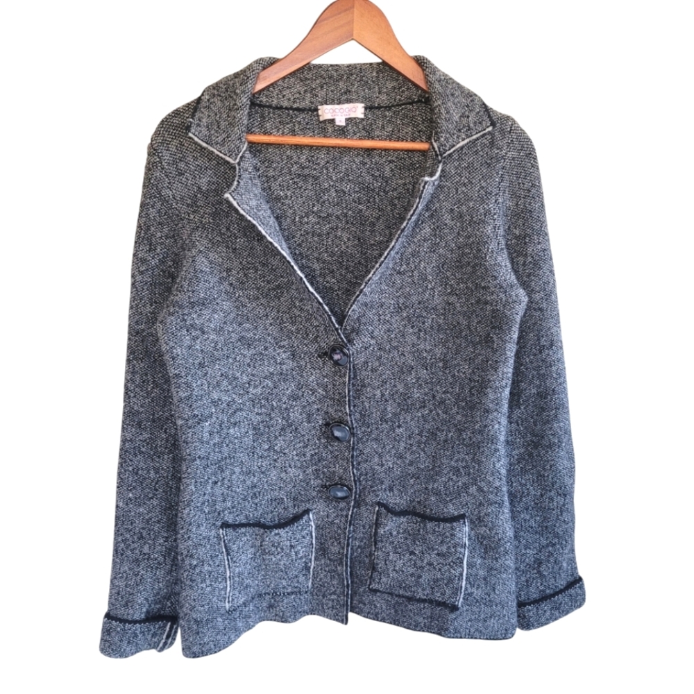 Cocogio Wool Blend Blazer Jacket Gray Women's Small Made in Italy